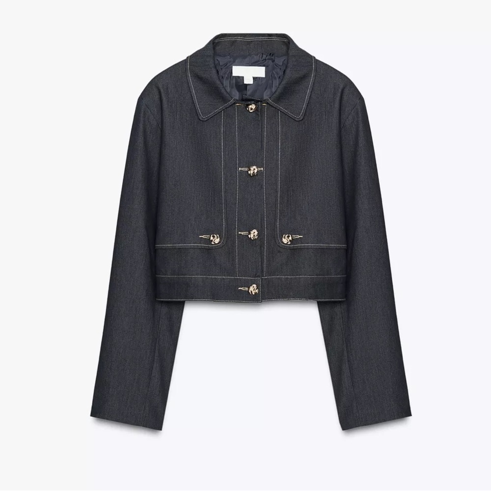Zara contrasting stitch short Jacket - Picture 6 of 10